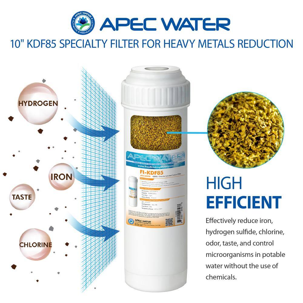 APEC 10" White KDF85 Granular Activated Carbon Water Filter