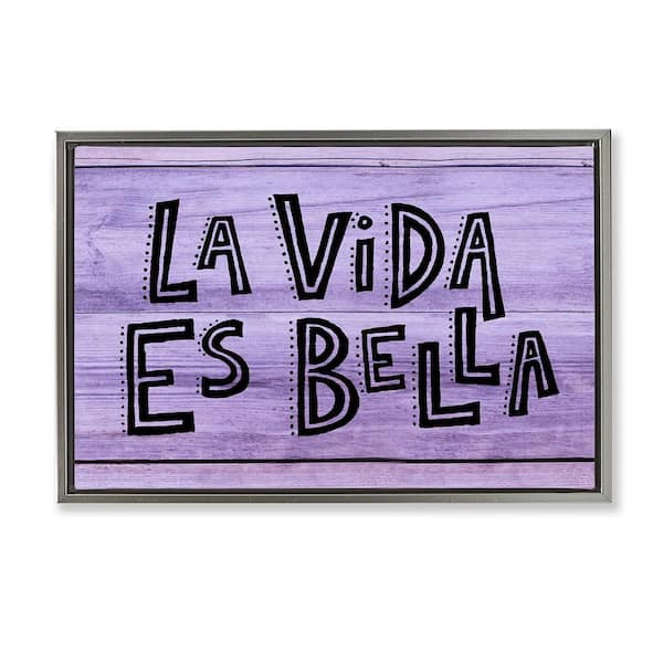 Stupell Industries Life is Beautiful Purple by SD Graphics Studio Gray Floater Frame Typography Graphic Art Print 21 in. x 31 in.
