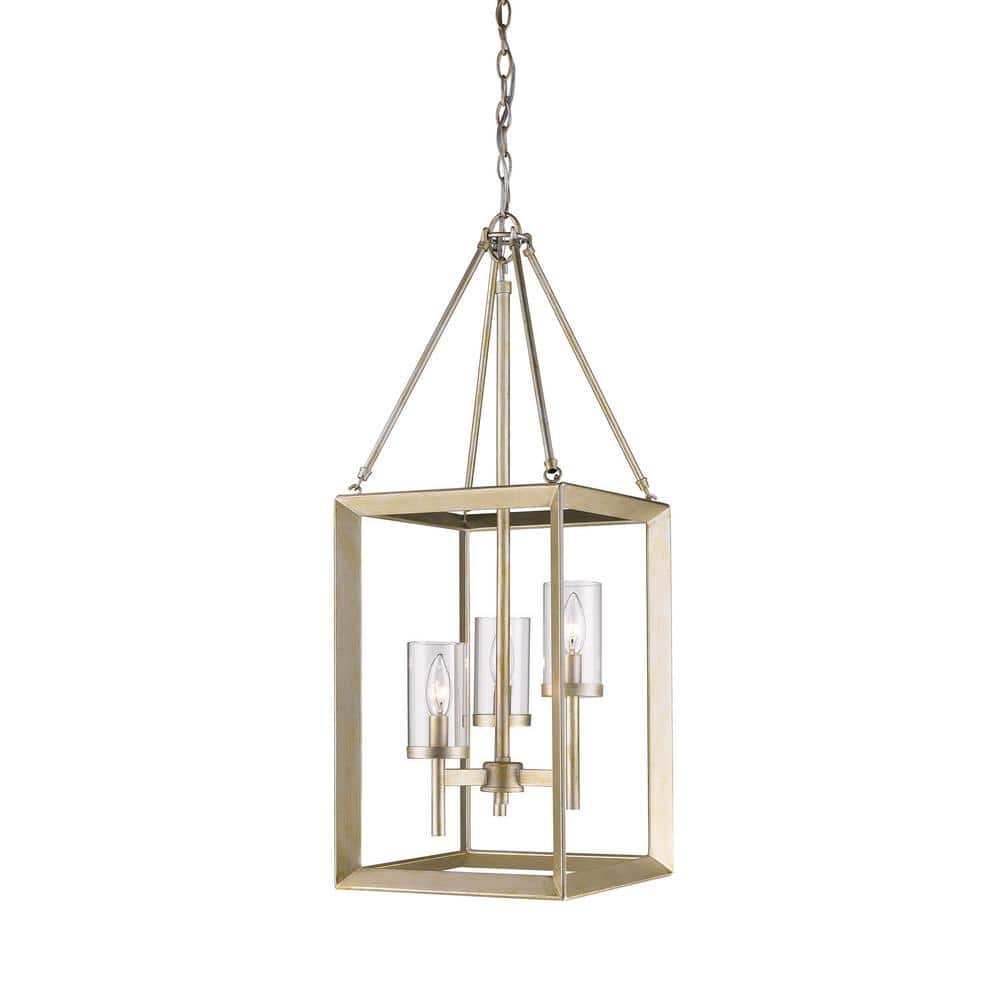 White Gold 3-Light Pendant with Clear Glass Shade