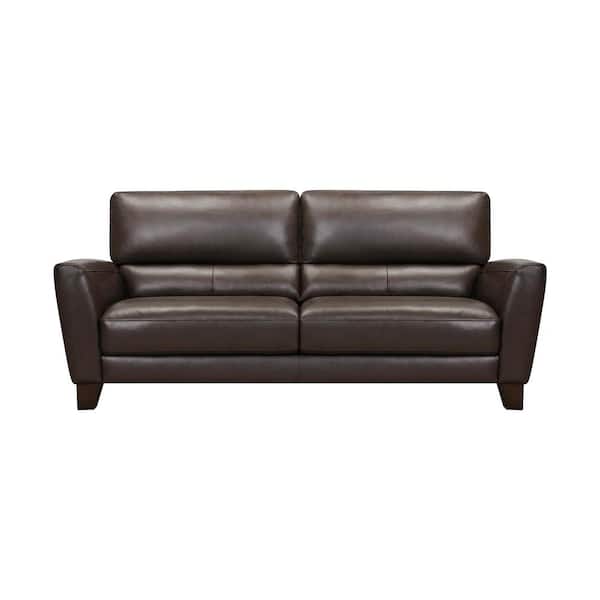 Armen Living Kester 81 in. Square Arm Espresso Leather Sofa