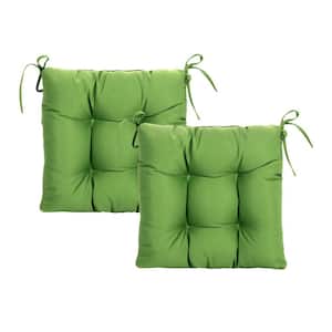 Outdoor Tufted Seat Cushions 2-Pack 19x19", for Patio Bench Dining Chair Lounge Chair Seat Pad Kale Green