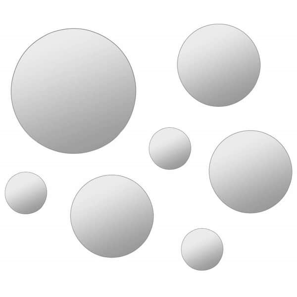 Aoibox 8.3 in. L x 8.3 in. W x 8.3 in. H W 7 Piece Round Glass Wall Mirror Set