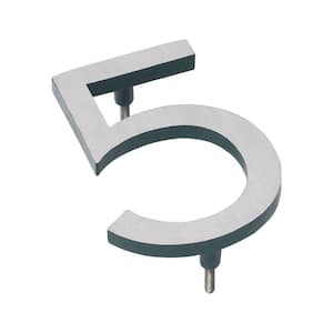 16 in. Satin Nickel/Hunter Green 2-Tone Aluminum Floating or Flat Modern House Numbers 0-9 - 5