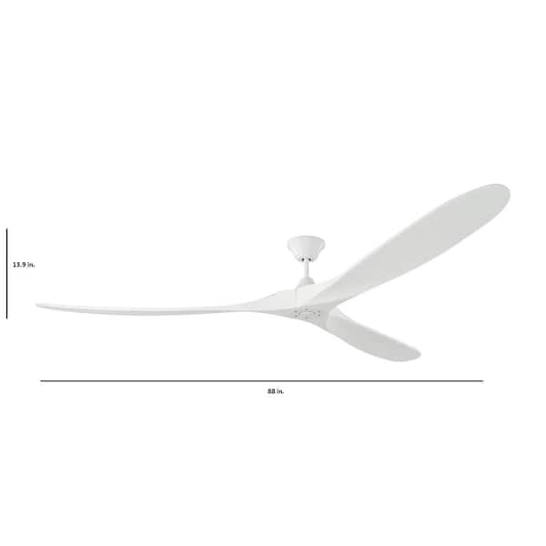 Generation Lighting - Maverick Super Max 88 in. Modern Indoor/Outdoor Matte White Ceiling Fan with White Blades and 6-Speed Remote Control