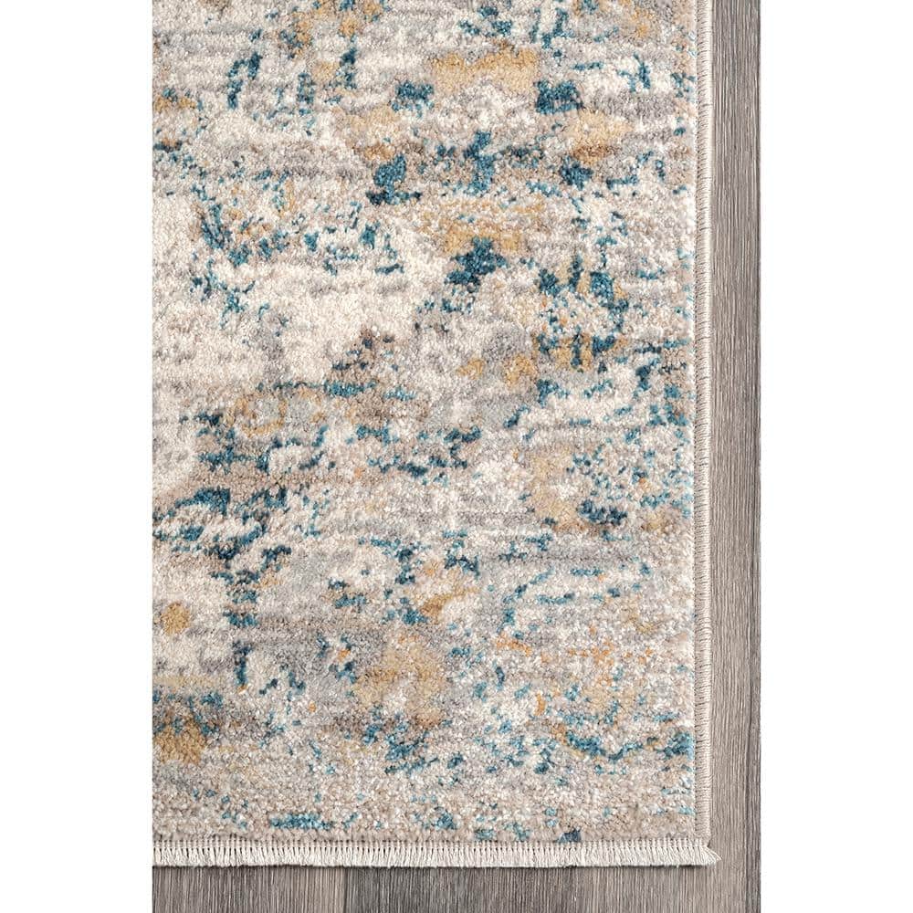 Blue Medallion Synthetic Easy Care Area Rug, 6' 7" x 9'