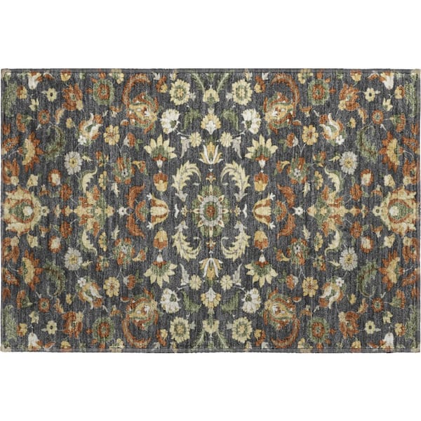 Mayfield Premium Machine Washable Abstract AMF2473 Charcoal 2 ft. x 3 ft. Accent Rug