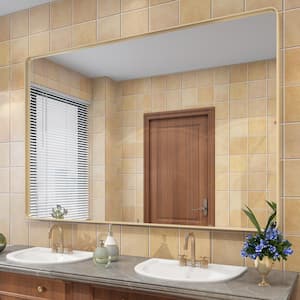 60 in. W x 40 in. H Rectangular Aluminum Alloy Framed and Tempered Glass Wall Bathroom Vanity Mirror in Brushed Gold