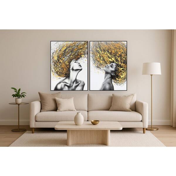 Classy Art 2-Piece Framed Mixed Media People Wall Art 47 in. x 35