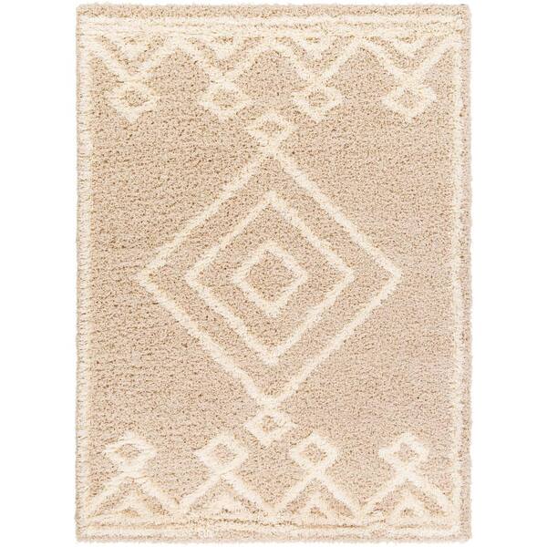 Livabliss Urban Shag Beige Medallion 5 ft. x 7 ft. Indoor Area Rug