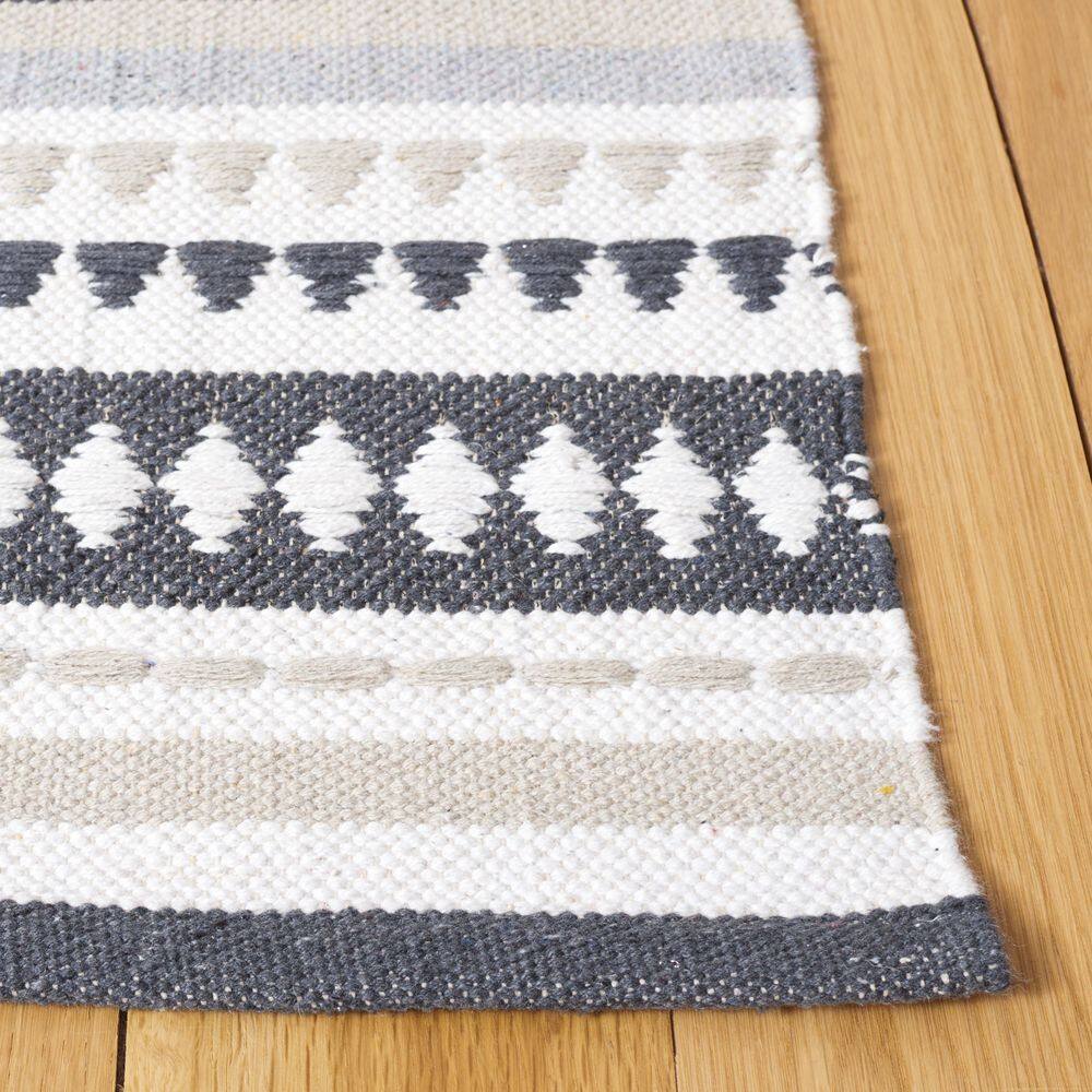 Coastal Gray Geometric Handwoven Cotton Area Rug 8' x 10'