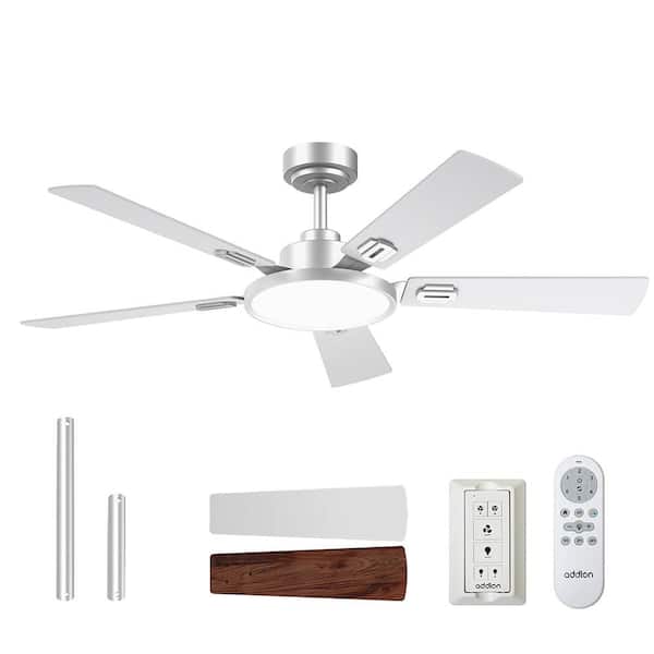 52 in. Indoor Silver Downrod Mount Ceiling Fan with Integrated LED ...