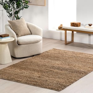 Paislee Natural 8 ft. x 10 ft. Solid Jute Area Rug