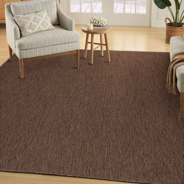 Practical Solutions Mocha 10 ft. x 14 ft. Diamond Contemporary Area Rug