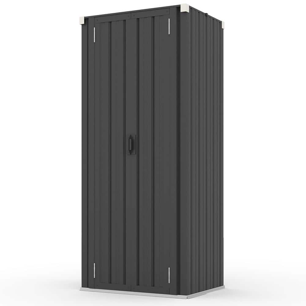 2.5ft. W x 1.83 ft. D Metal Vertical Storage Cabinet Shed with Shelves and Lockable Door Grey (4.55 sq. ft.) -  AECOJOY, 16316GR-HD01