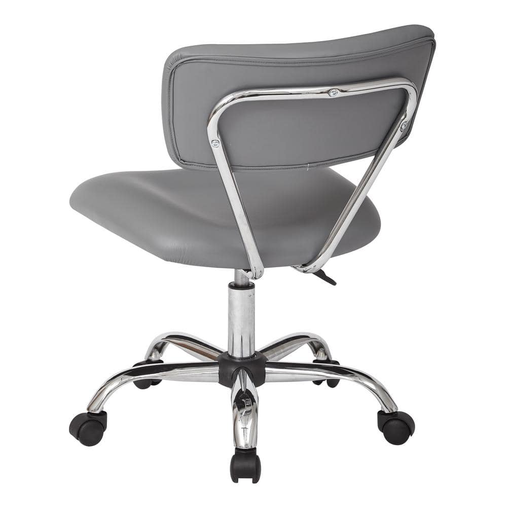Vista Swivel Low-Back Task Chair in Gray Faux Leather