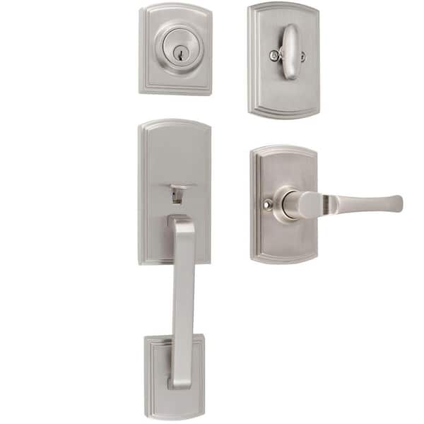 DELANEY HARDWARE Italian Collection Visconti Single Cylinder Satin Nickel Door Handleset with Artino Interior