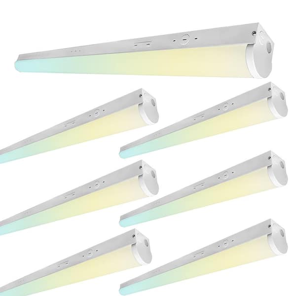 8ft. 300-Watt Equivalent 90-Watt Adjustable Lumen&CCT Linkable Integrated LED Linear Strip Light Fixture 0-10V Dim6-Pack