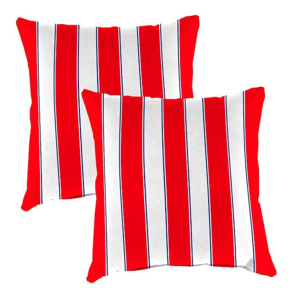 Jordan Manufacturing 16 in. L x 16 in. W x 4 in. T Square Outdoor Throw Pillow in Providence Red, White and Blue (2-Pack)