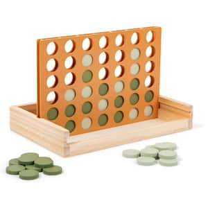 4 in a Row Wooden Board Games, 2 Player Games, Montessori Travel Game for Kids and Adults