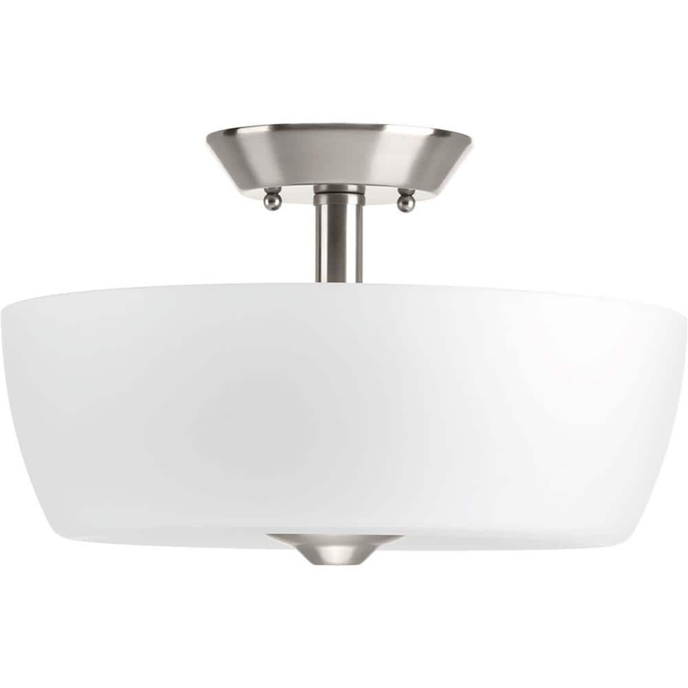 Leap 20" Brushed Nickel Semi-Flush Mount with Etched Glass Shade