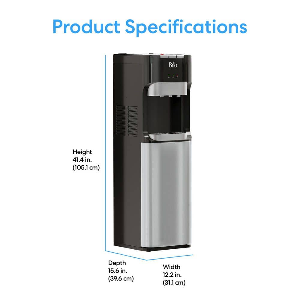 Brio Stainless Steel Bottom Load Water Cooler Dispenser with Hot, Cold, and Room Temperature Water