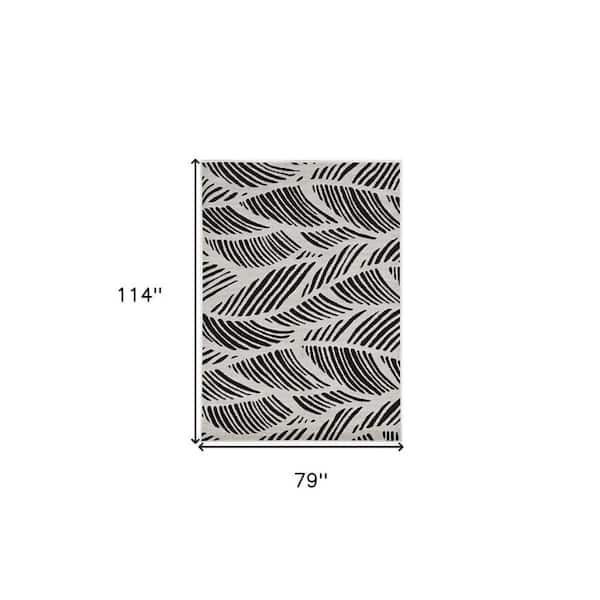 Black, White 7 ft. x 10 ft. Woven Polypropylene Rectangle Indoor/Outdoor Area Rug