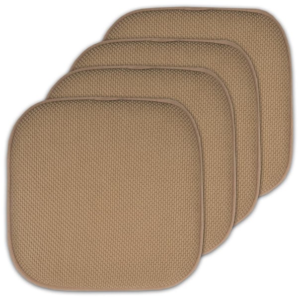 Sweet Home Collection Taupe, Honeycomb Memory Foam Square 16 in. x 16 in. Non-Slip Back Chair Cushion (4-Pack)