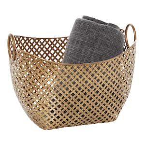 Gold Metal Contemporary Storage Basket 11 in. x 17 in. x 13 in.