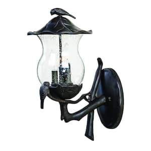 Avian Collection 3-Light Black Coral Outdoor Wall Lantern Sconce