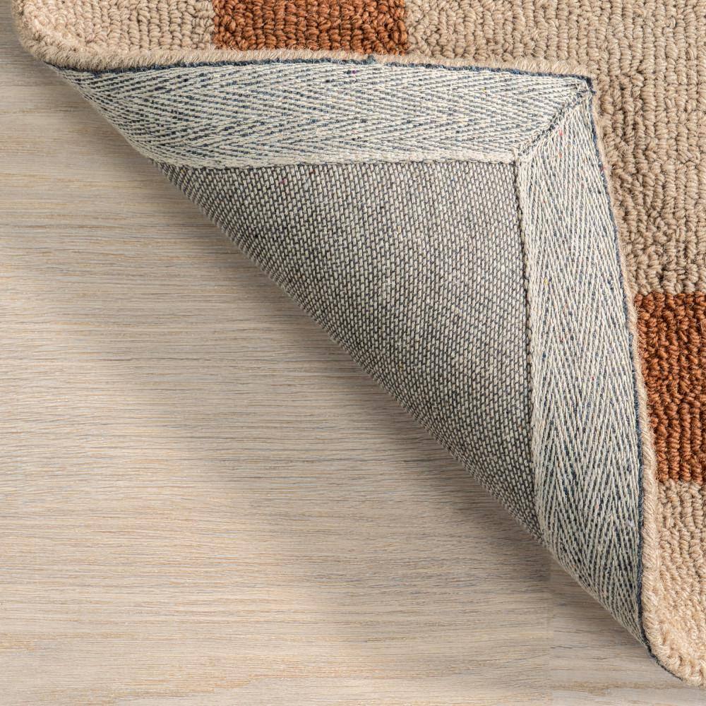 Rust and Beige Wool Flat Woven 4' x 6' Area Rug