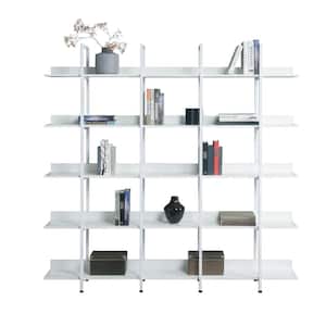 70.87 in. Wide White 5-Tier Standard Bookcase Home Office Open Bookshelf
