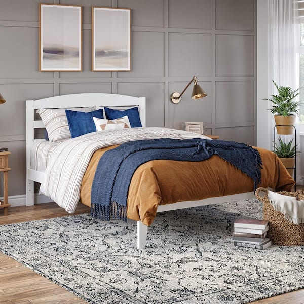Warren 60-1/4 in. W White Queen Solid Wood Frame and Attachable USB Device Charger Platform Bed