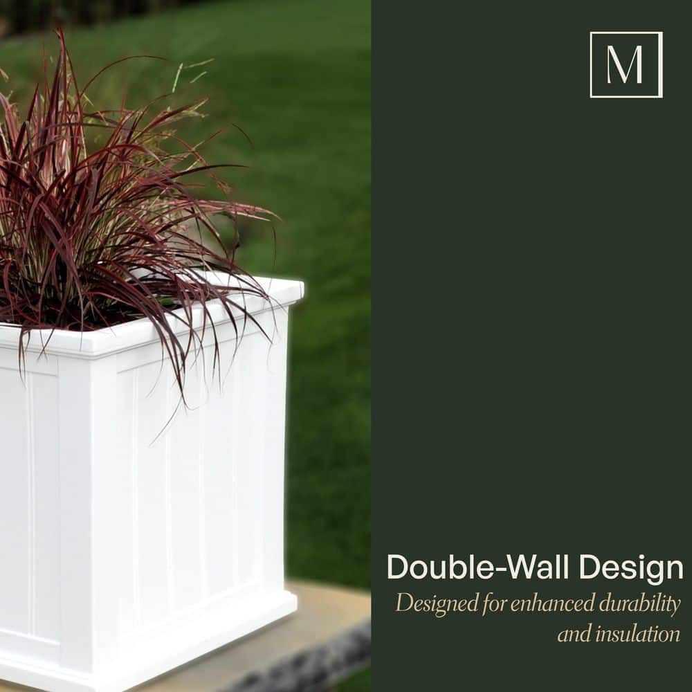 Cape Cod White 20" Square Polyethylene Outdoor Planter