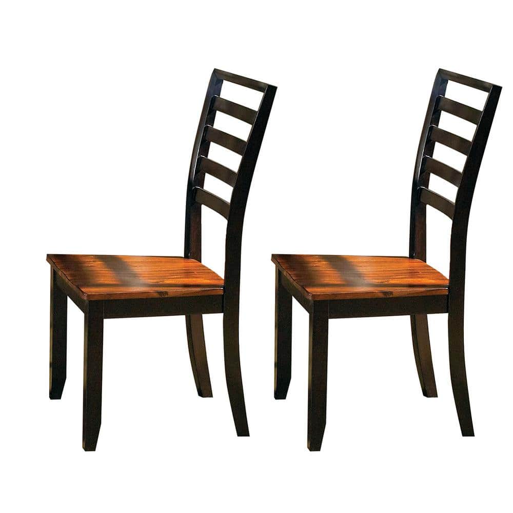 Brown Wood and Metal Ladderback Side Chair Set