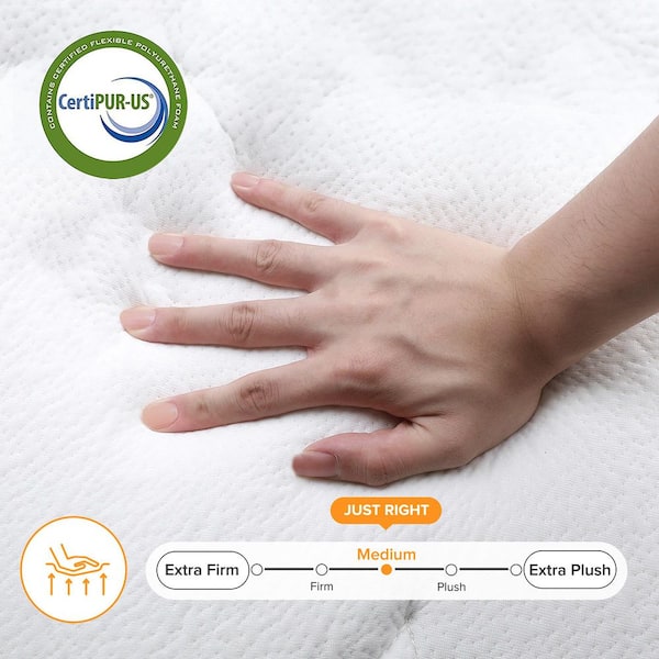 Babo Care - Queen Size 10 in. Medium Hybrid Breathable and Cooling Motion Isolation Mattress with CertiPUR-US and Oeko-TEX Certified