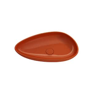 Etna 23.25 in. Orange Fireclay Oval Vessel Sink with Matching Drain Cover