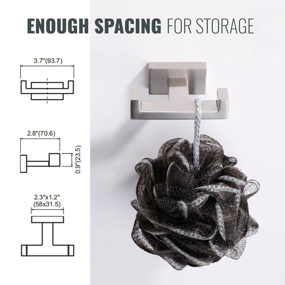 Brushed Nickel Square Stainless Steel Wall Mounted Towel Hook