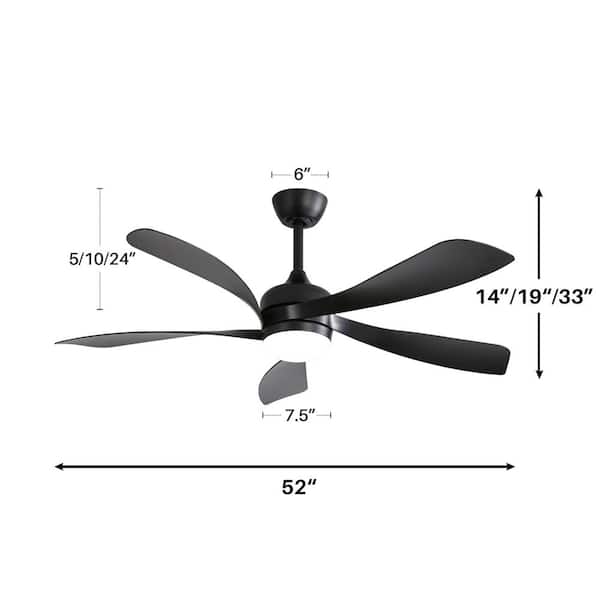 52 in. Smart Indoor/Outdoor Black Ceiling Fan Integrated LED with Light Kit and Remote/App Control