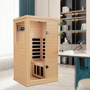 Moray 1-Person Indoor Hemlock Sauna with 6 Far-infrared Carbon Crystal Heaters with Right Door