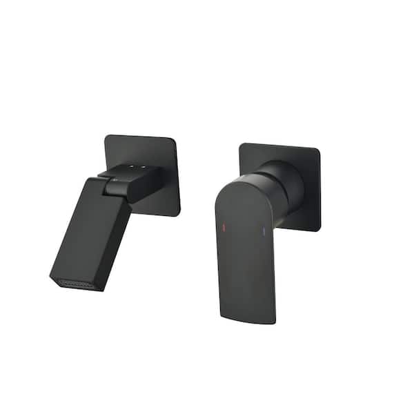 Modern Single-Handle Wall Mounted Bathroom Faucet in Matte Black