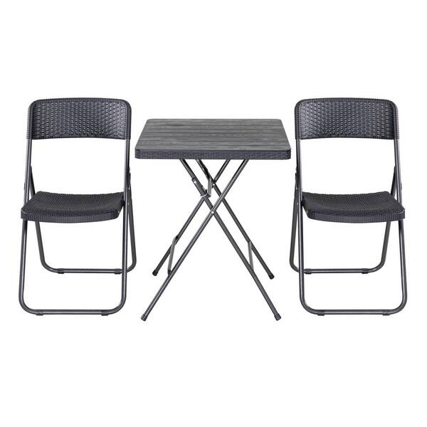 Nuu Garden 3 Piece Iron Outdoor Bistro Patio Set With Foldable Table And Chairs In Black Swd009 01 - Folding Patio Table And 2 Chairs