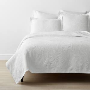 Hillcrest Cotton Matelasse White Floral Queen Coverlet