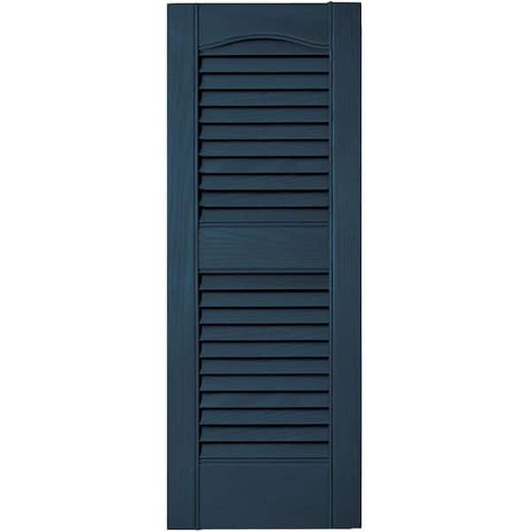 Builders Edge 12 in. x 31 in. Louvered Vinyl Exterior Shutters Pair in