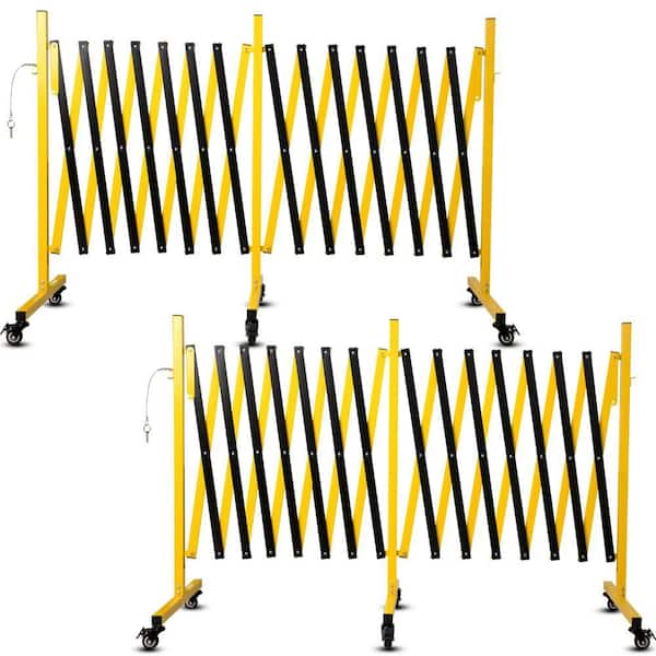 2-Pack 204 in. Metal Expandable Barricade,Folding Security Gate Safety Barrier Gate Adjustable Traffic Fence with Caster