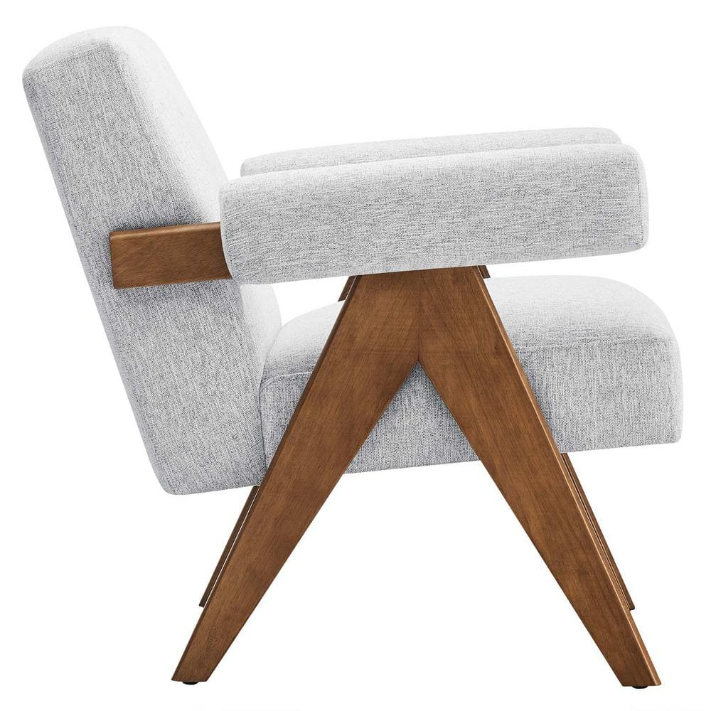 Light Gray Fabric Armchair with Manufactured Wood Frame