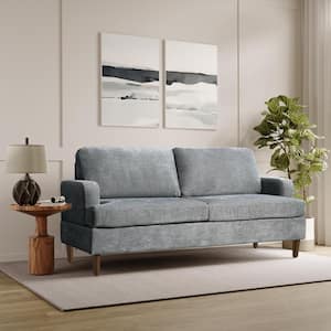 Fayetteville 73.6 in. Square Arm Polyester Rectangle Sofa in. Grey