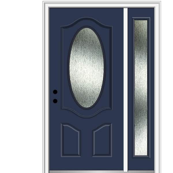 MMI Door 48 in. x 80 in. Right-Hand Inswing Rain Glass Naval Fiberglass Prehung Front Door on 6-9/16 in. Frame