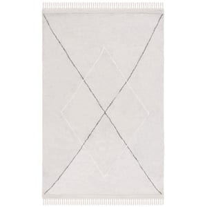 Easy Care Grey/Ivory Doormat 3 ft. x 5 ft. Machine Washable Border Striped Geometric Area Rug