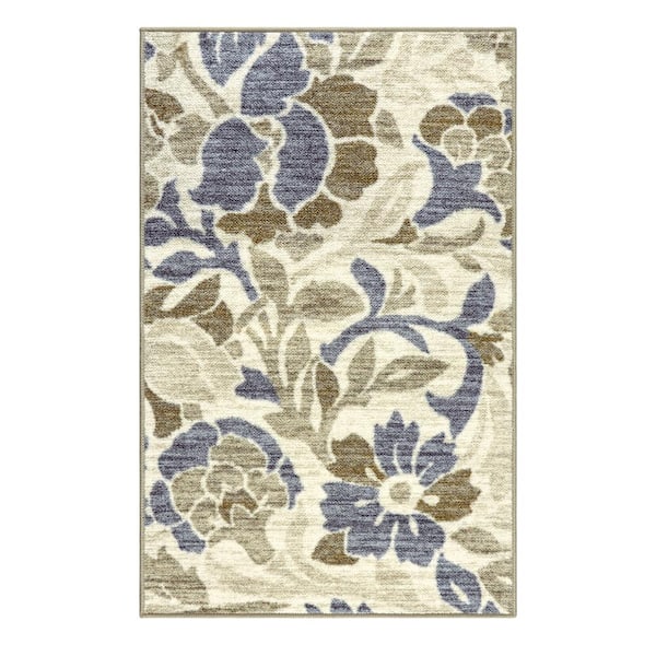 Roselyn 5 ft. x 8 ft. Beige Floral Indoor Non-Slip Area Rug