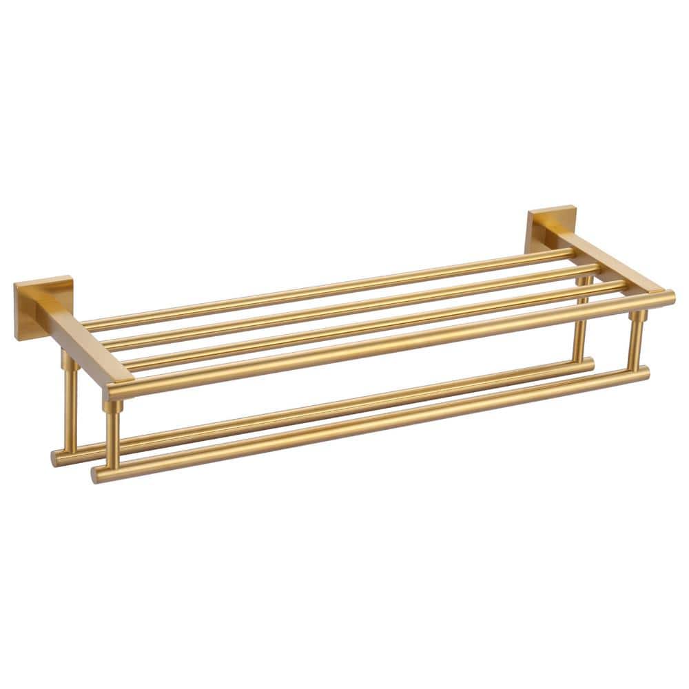 24-Inch Brushed Gold Stainless Steel Wall Mounted Double Towel Rack